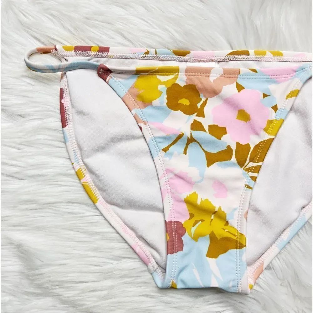 Xhilaration Floral Full Back Bikini Bottoms Pink & Brown Size Medium